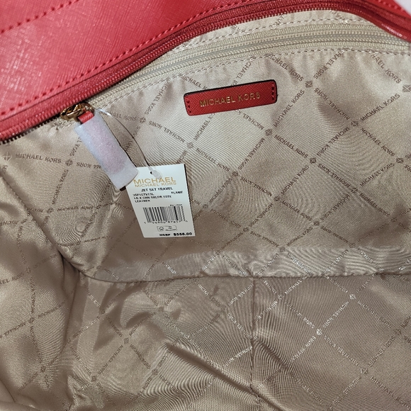 NWT Michael Kors Authentic Jet Set Large X Chain Flame Red Shoulder Tote - Picture 12 of 15